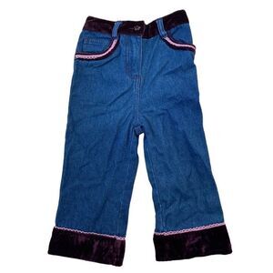 Y2K Sweety Velour & Lace Embellished Jeans